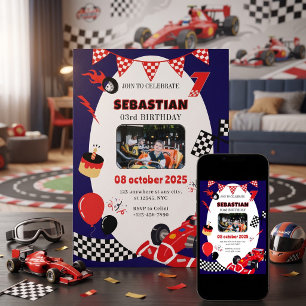 Invitation d'anniversaire avec photo de voiture de