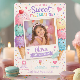 Invitation d'anniversaire avec photo et glace déli