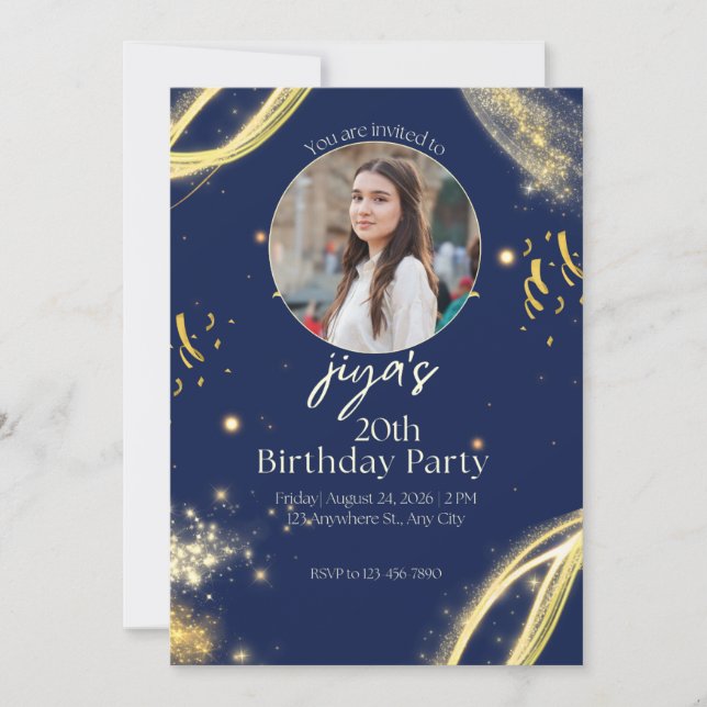 Invitation d'anniversaire avec photo personnalisée (Devant)