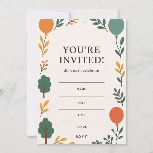 Invitation d'anniversaire avec photo Retour | ball (Devant)