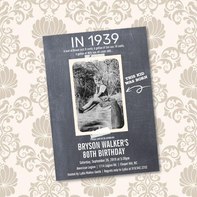 Invitation d'anniversaire avec photo vintage pour  (Créateur téléchargé)