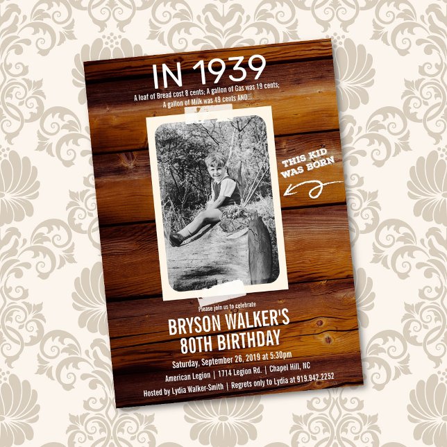 Invitation d'anniversaire avec photo vintage pour  (Créateur téléchargé)