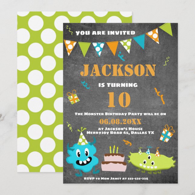 Invitation d'anniversaire avec texte personnalisé  (Devant / Derrière)