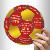 Invitation d'anniversaire avec un ballon de footba