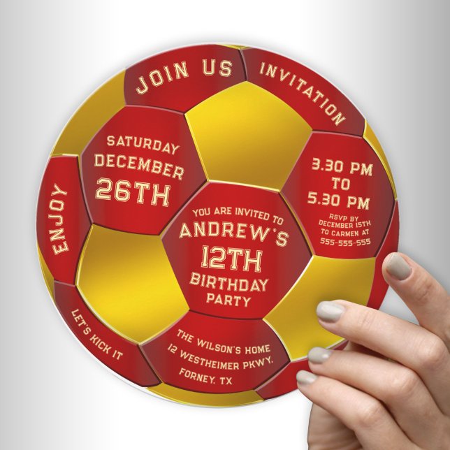 Invitation d'anniversaire avec un ballon de footba (Créateur téléchargé)
