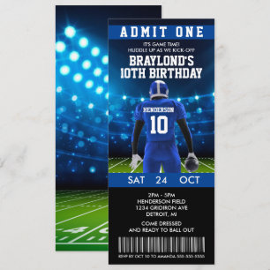 Invitation d'anniversaire avec un billet de footba