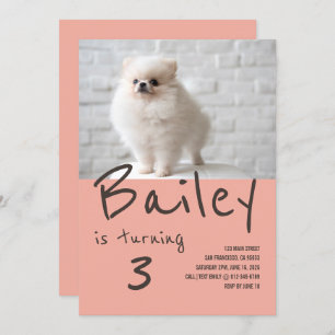 Invitation d'anniversaire avec un chien coquelicot