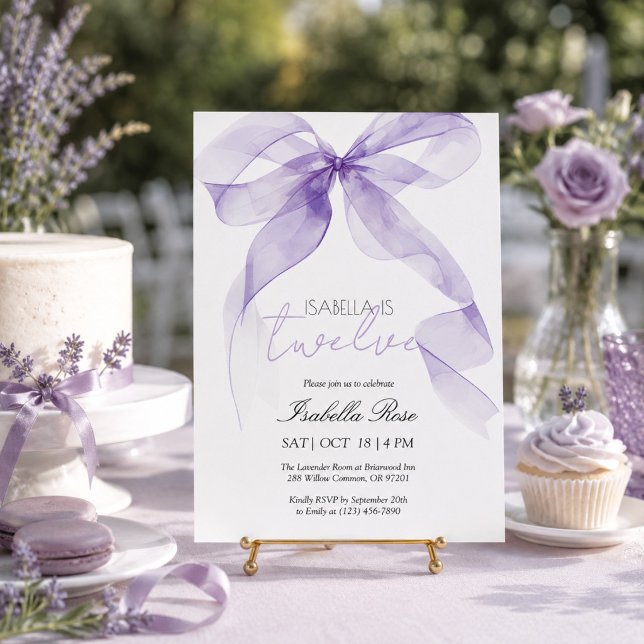 Invitation d'anniversaire avec un nœud aquarelle v (Créateur téléchargé)