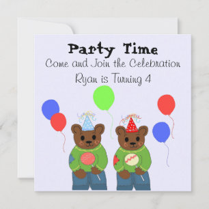 Invitation d'anniversaire avec un ours en peluche