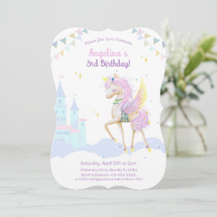 Invitation d'anniversaire avec une adorable licorn