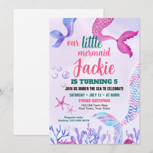 Invitation d'anniversaire avec une queue de sirène