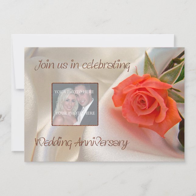 Invitation d'anniversaire avec une rose rouge d'am (Devant)