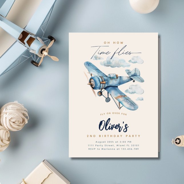 Invitation d'anniversaire Avion | Avion Vintage (Créateur téléchargé)