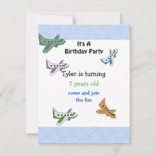 Invitation d'anniversaire Avions