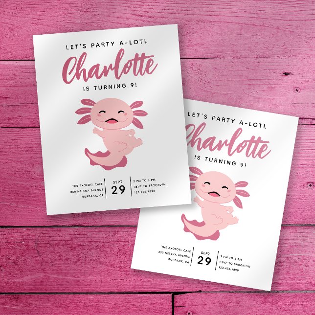 Invitation d'anniversaire Axolotl (Créateur téléchargé)