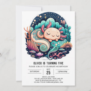 Invitation d'anniversaire Axolotl