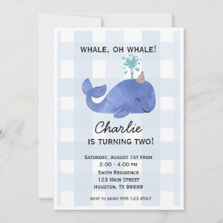 Invitation d'anniversaire Baleine Bleue, personnal