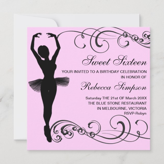 Invitation d'anniversaire Ballerine et Tourbillon  (Devant)