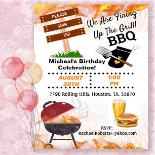 Invitation d'anniversaire barbecue pour allumer le