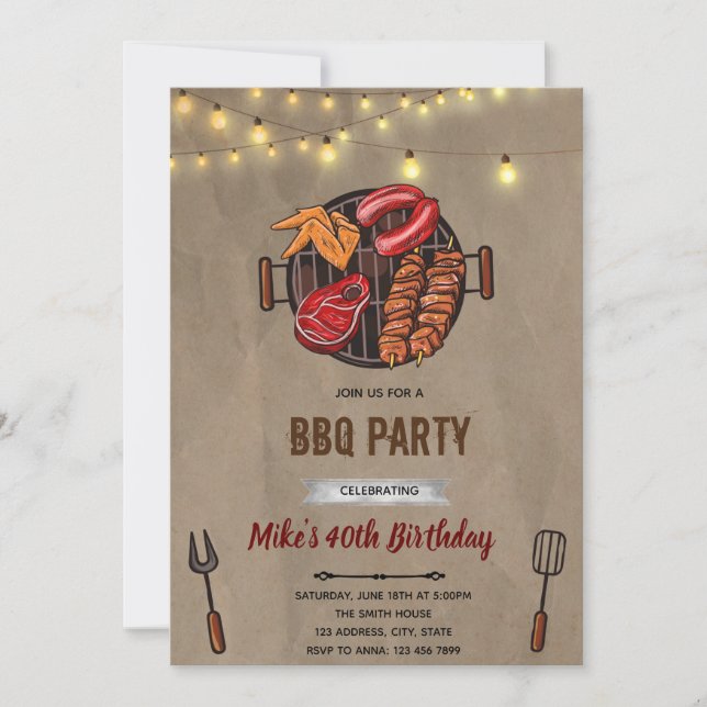 Invitation d'anniversaire Bbq (Devant)
