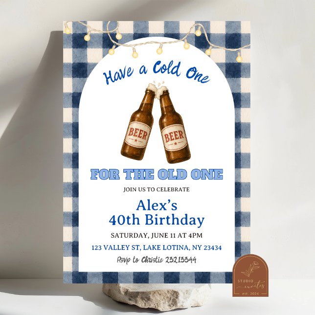 Invitation d'anniversaire BBQ Blue Gingham Grill a (Créateur téléchargé)