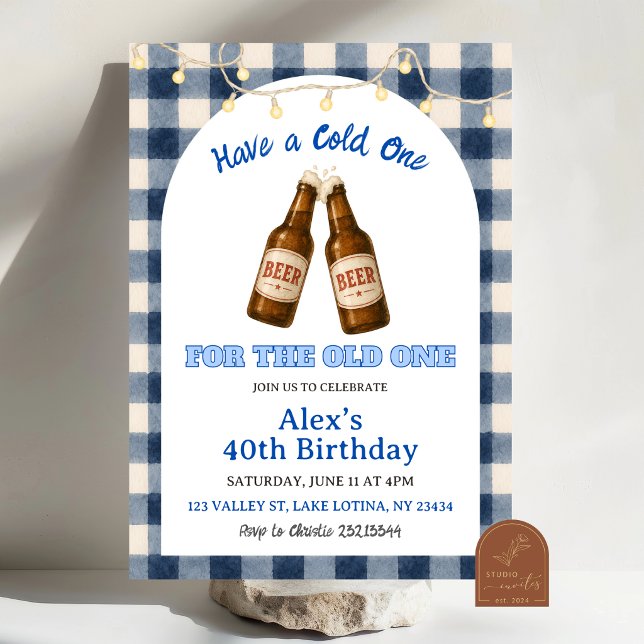 Invitation d'anniversaire BBQ Blue Gingham Grill a (Créateur téléchargé)
