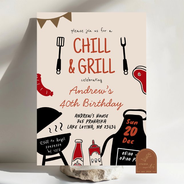 Invitation d'anniversaire BBQ Chill and Grill mini (Créateur téléchargé)