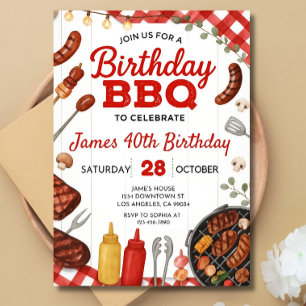 Invitation d'anniversaire BBQ : Fête de grillade à