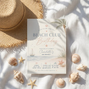 Invitation d'anniversaire Beach Club Nauticale C