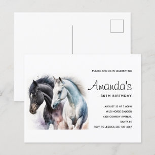 Invitation d'anniversaire Beau chevaux à l'aquarel