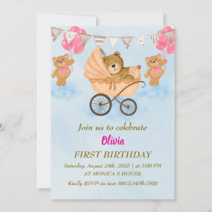Invitation d'anniversaire - Bébé simple et doux