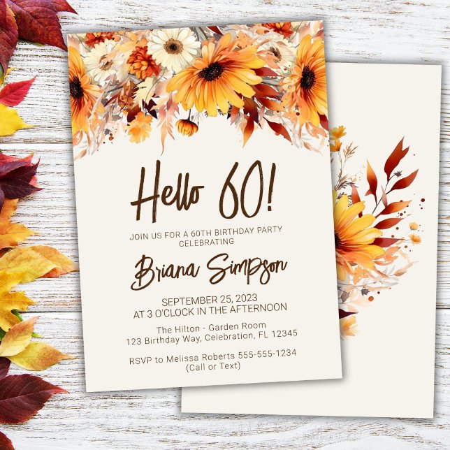 Invitation d'anniversaire beige Floral automne pou (Créateur téléchargé)