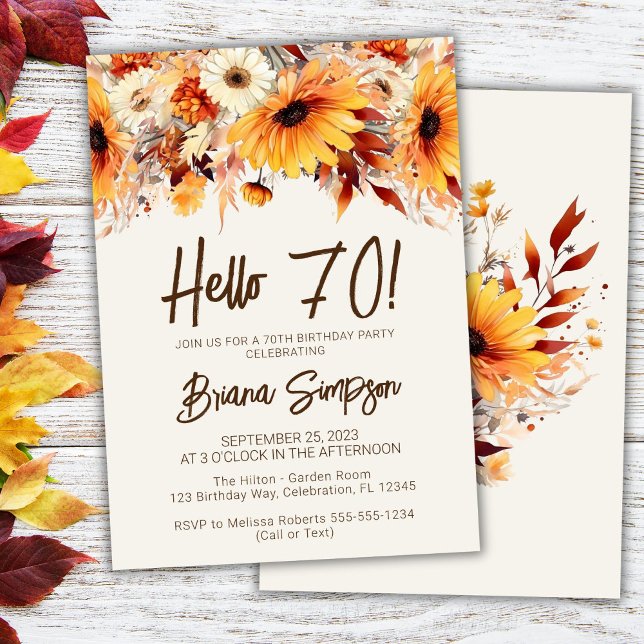 Invitation d'anniversaire beige florale automnale  (Créateur téléchargé)