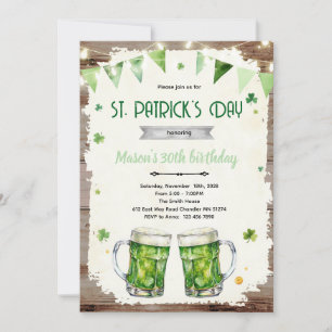 Invitation d'anniversaire bière St Patrick's Day