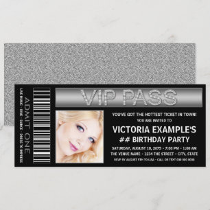 Invitation d'anniversaire Billet de passeport VIP