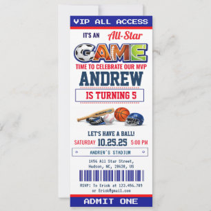 Invitation d'anniversaire Billet de Sport Toutes É
