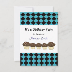 Invitation d'anniversaire Black and Blue Diamond