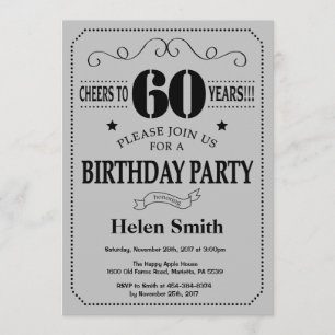 Invitation d'anniversaire Black and Silver Grey