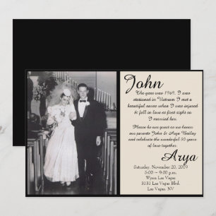 Invitation d'anniversaire Black & Ivory 50 ans d'a
