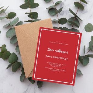 Invitation d'anniversaire blanc rouge