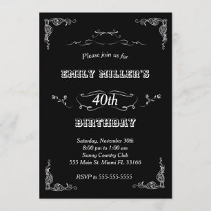 Invitation d'anniversaire blanche en tableau noir