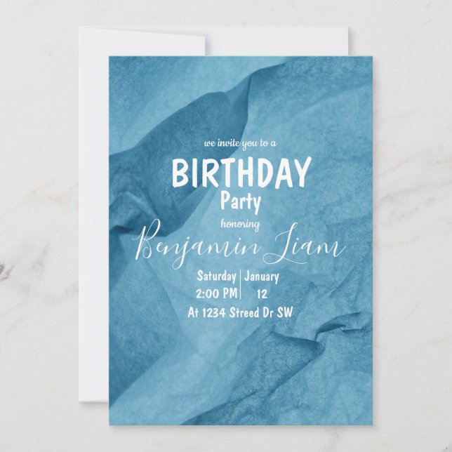 Invitation d'anniversaire bleu (Devant)