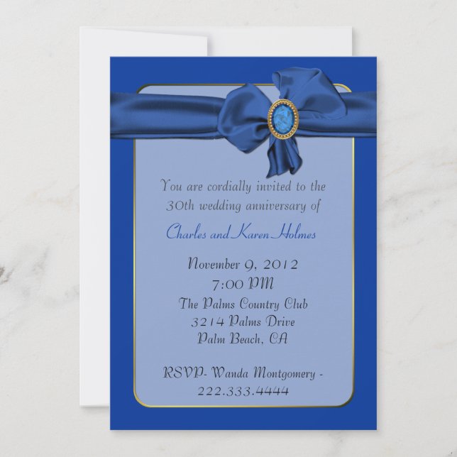 Invitation d'anniversaire Bleu Chic (Devant)