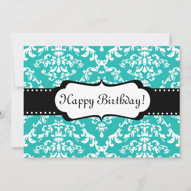 Invitation d'anniversaire bleu Cute Damask Sweet 1 (Devant)