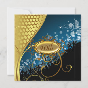 Invitation d'anniversaire Bleu Or fete d'anniversa