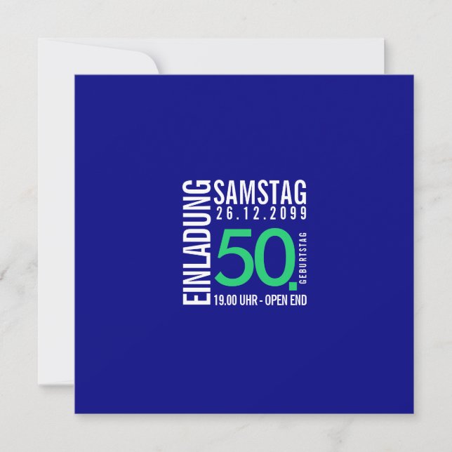 Invitation d'anniversaire (bleu ou couleurs person (Devant)