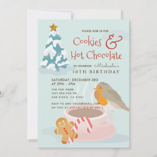 Invitation d'anniversaire bleue Cookies & Chocolat