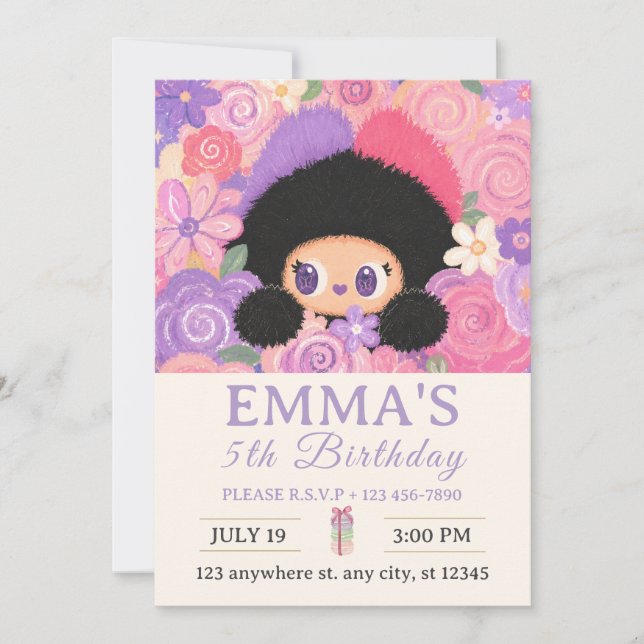 Invitation d'anniversaire Bloom Kitty | Enfants fl (Devant)