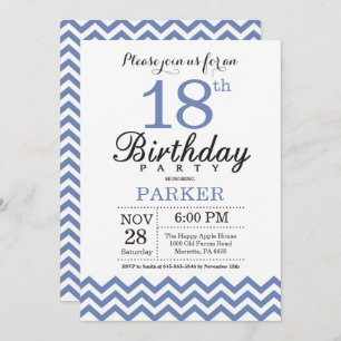 Invitation d'anniversaire Blue Chevron