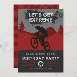 Invitation d'anniversaire BMX   Invitation à vélo